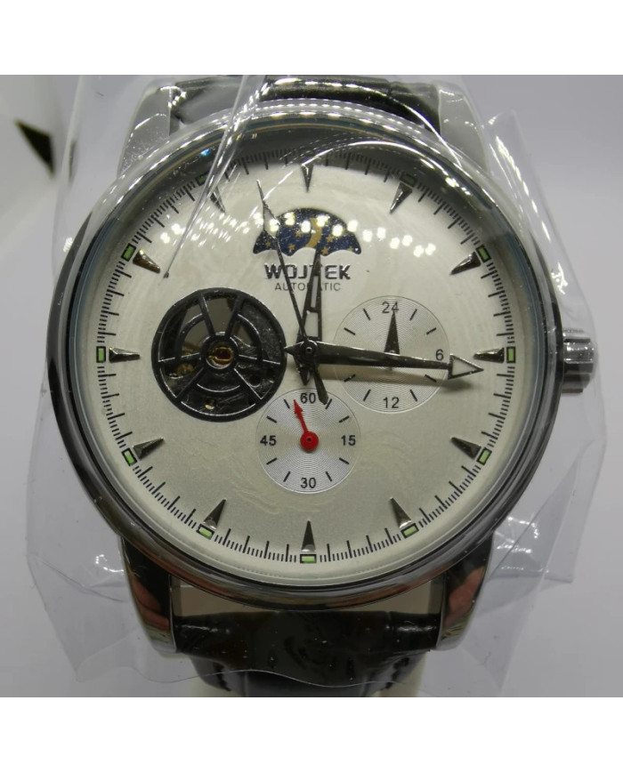 Wojtek Automatic mechanical watch with visible balance wheel