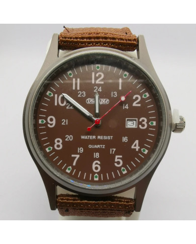 Quartz watch with date display – brown