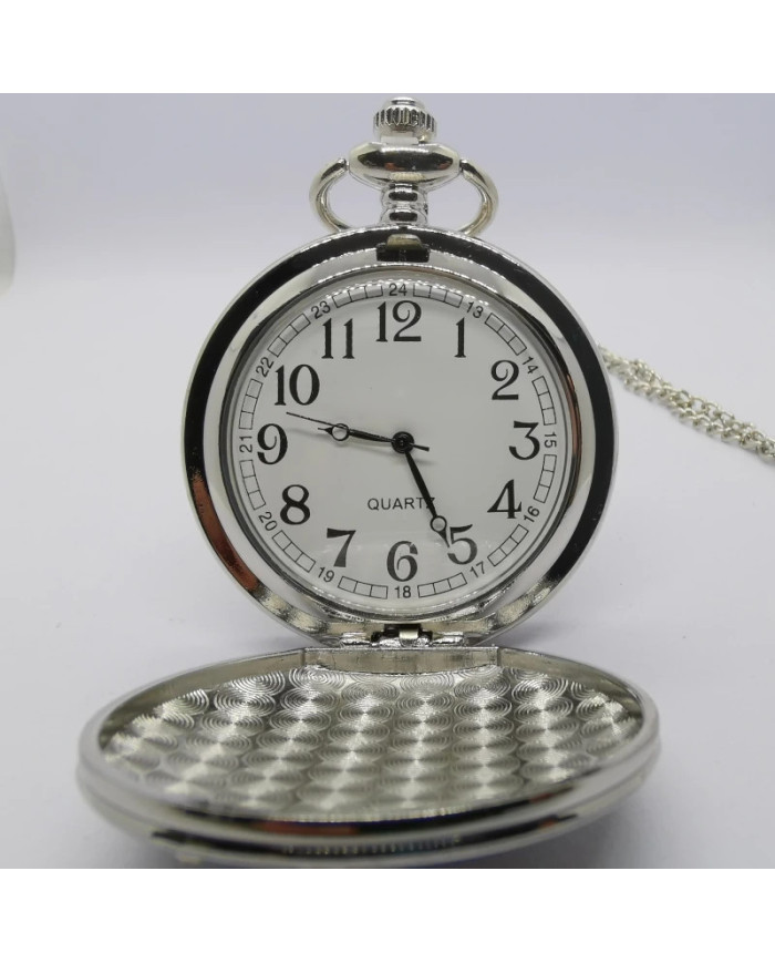 Pocket watch oon a chain relief moon sunshine