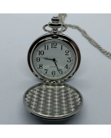 Pocket watch oon a chain relief moon sunshine