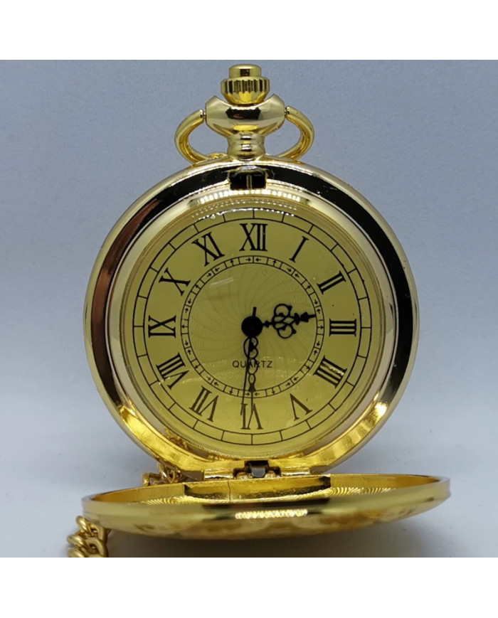 Retro quartz pocket watch, golden color