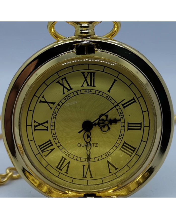Retro quartz pocket watch, golden color